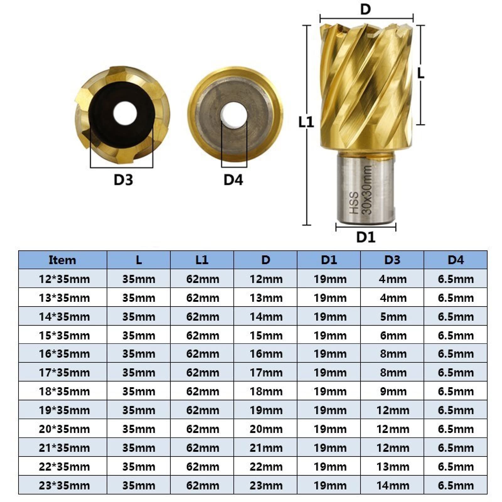 ALEYHA Frez pierścieniowy Weldon Trzpień Wiertło Podstawa Cyny Warstwa Do Wiertła Magnetycznego Cięcia Metal,56x35mm