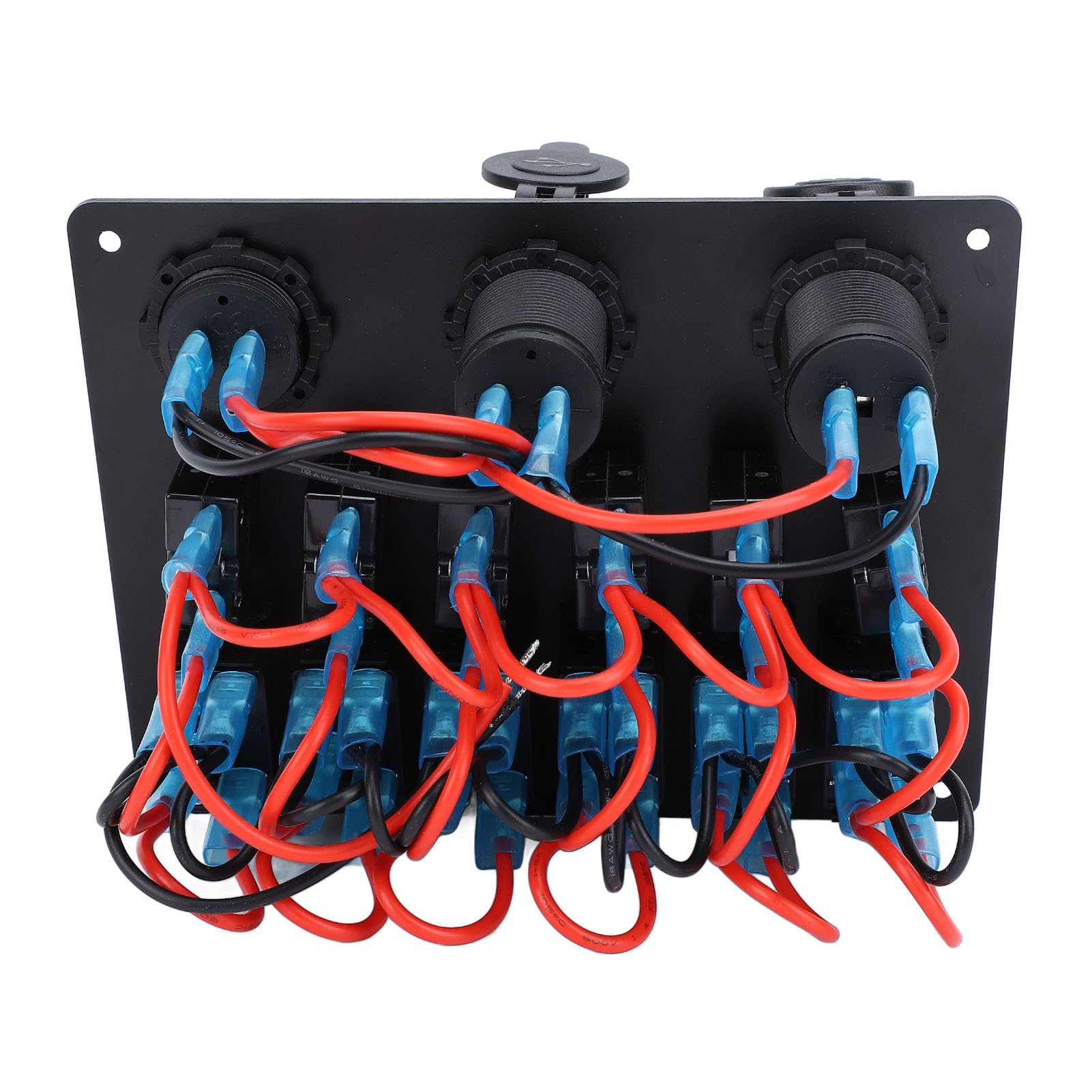 Generic Panel Przełączników Kołyskowych 6-krotny z ładowarką USB i Woltomierzem do łodzi, Pojazdów Kempingowych, SUV-ów, Trwała Konstrukcja ze Stopu Aluminium (Czerwone światło)
