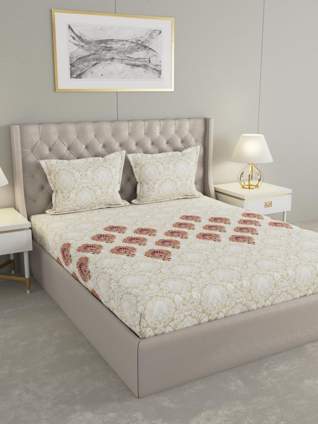 Raymond Home Avenue King Size Bedsheet 120 TC, Cotton Rich Bedsheet with 2 Pillow Covers (King, Beige) (B0D4VDFWJZ) Amazon Price History, Amazon Price Tracker