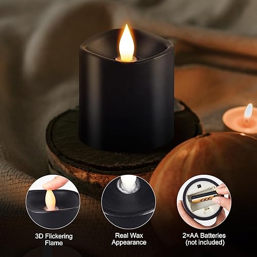 Miniatura 2 de Velas parpadeantes sin llama de 3 x 3, velas LED de cera real con temporizador, velas sin llama con control remoto, velas que funcionan