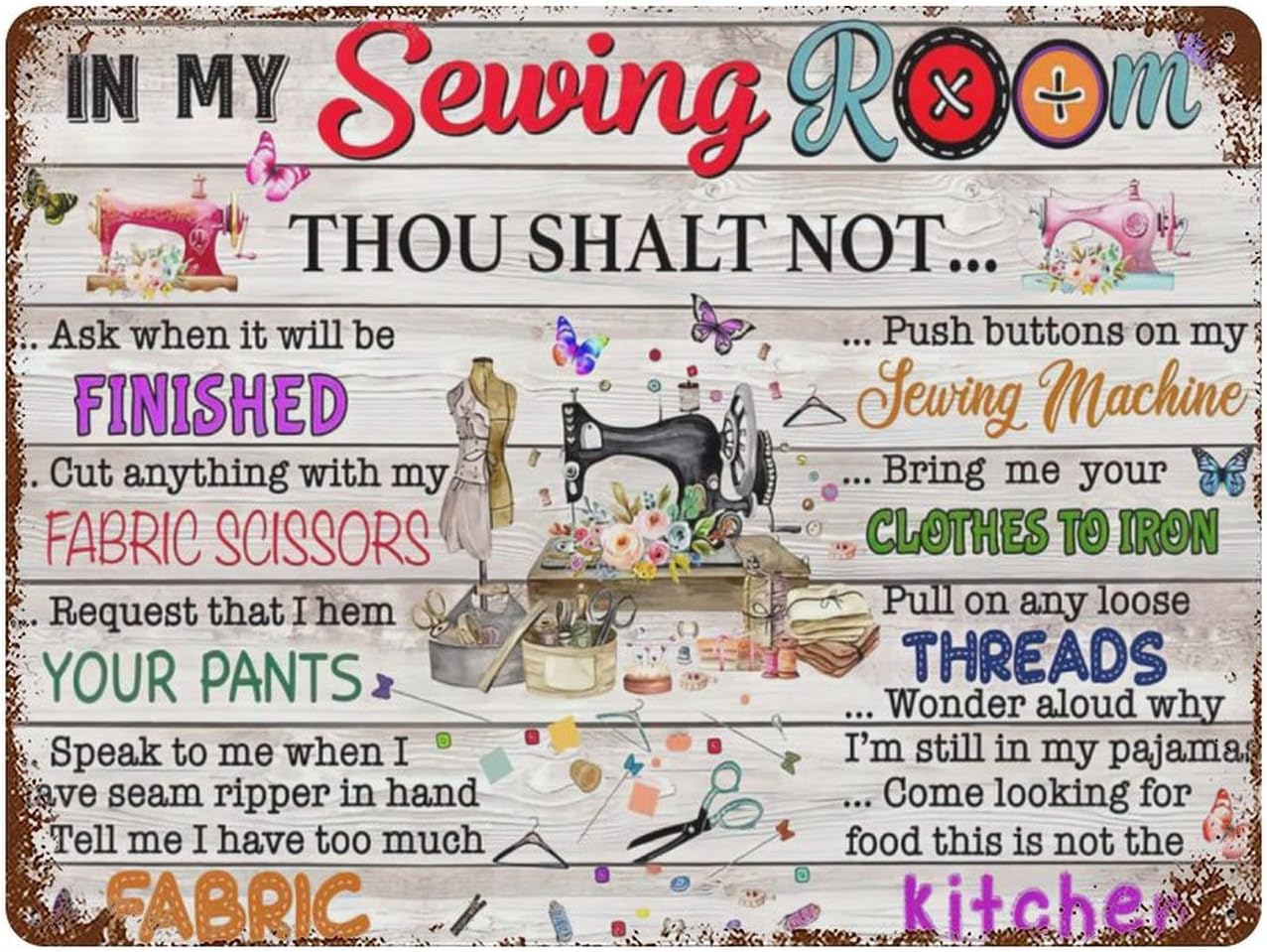 Sewing Quote Sign Wall Decor In My Sewing Room Thou Shalt Not Wooden