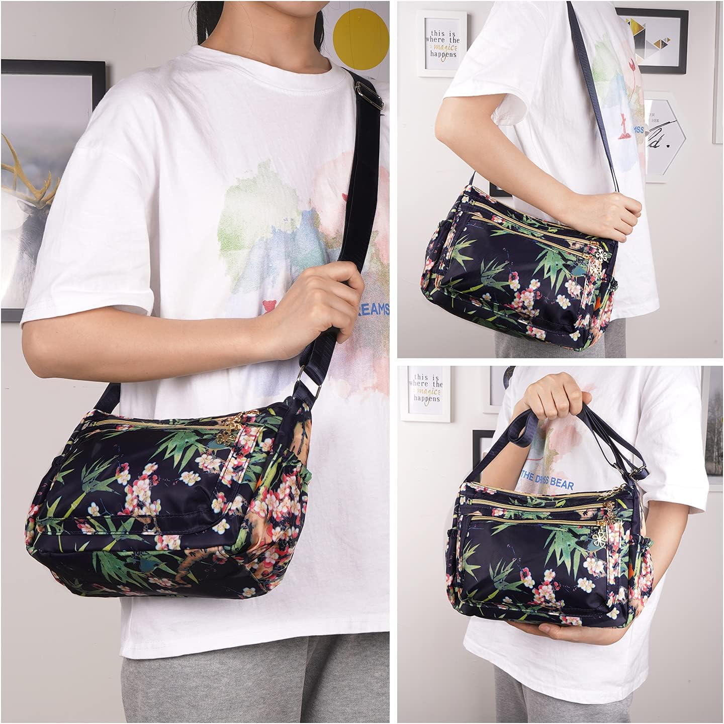 NOTAG Nylon Purses Lightweight Shoulder Bags Multipockets Crossbody Handbags with Adjustable Shoulder Strap | Nylon, Lightweight, Multipockets - Image 7