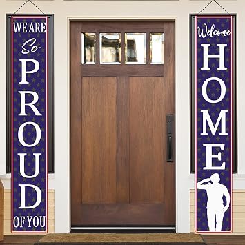 Military Welcome Home Banner, Patriotic Theme Deployment Returning Back Homecoming Party Decoration, Soldier Welcome Home Indoor Outdoor Porch Decor
