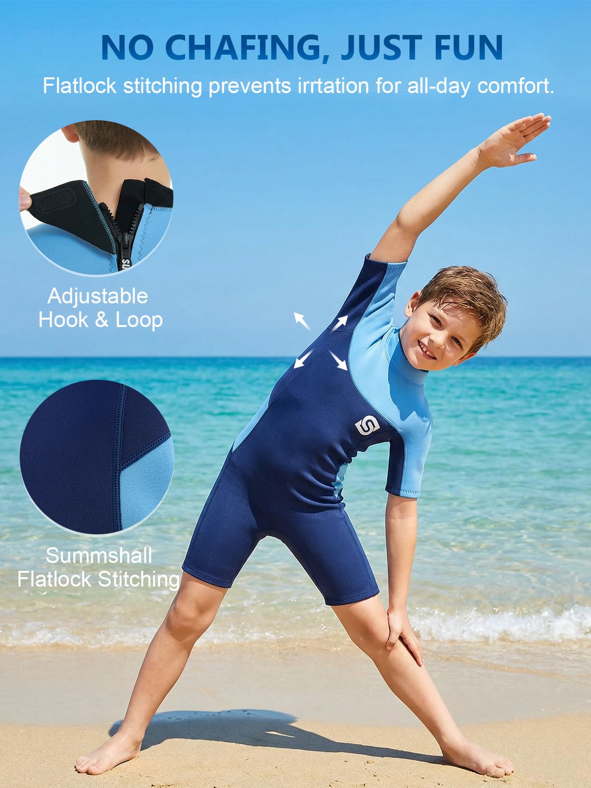 Combinaison en néoprène 2,5 mm pour enfant | Maillot de bain thermique anti-UV pour natation, plongée, surf, shorty en néoprène chaud pour filles et garçons de 2 à 12 ans