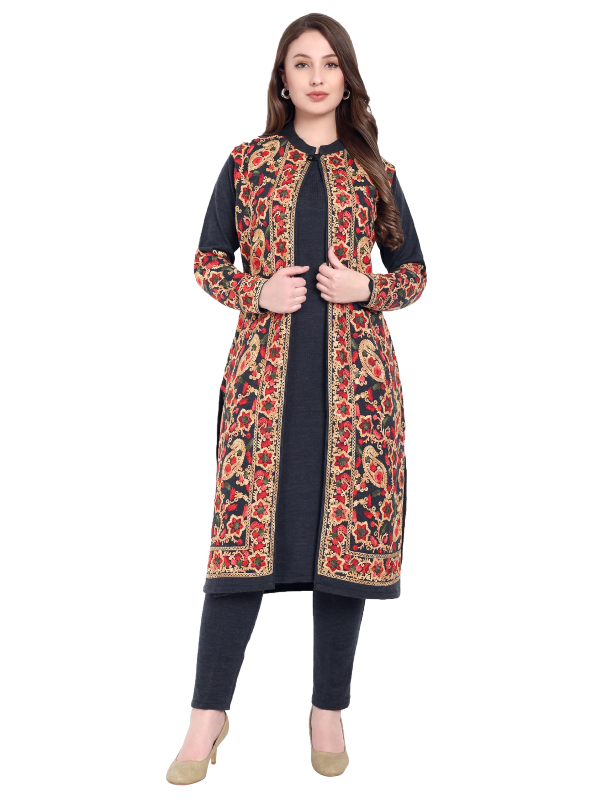 hautemoda Women Woollen 3 Pc Set -Kurta Pant and Jacket-picture-31
