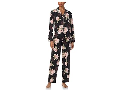 Lauren Ralph Lauren Woven Long Sleeve Notch Collar Long Pant Pajama Set Women