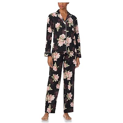 Lauren Ralph Lauren Woven Long Sleeve Notch Collar Long Pant Pajama Set Women