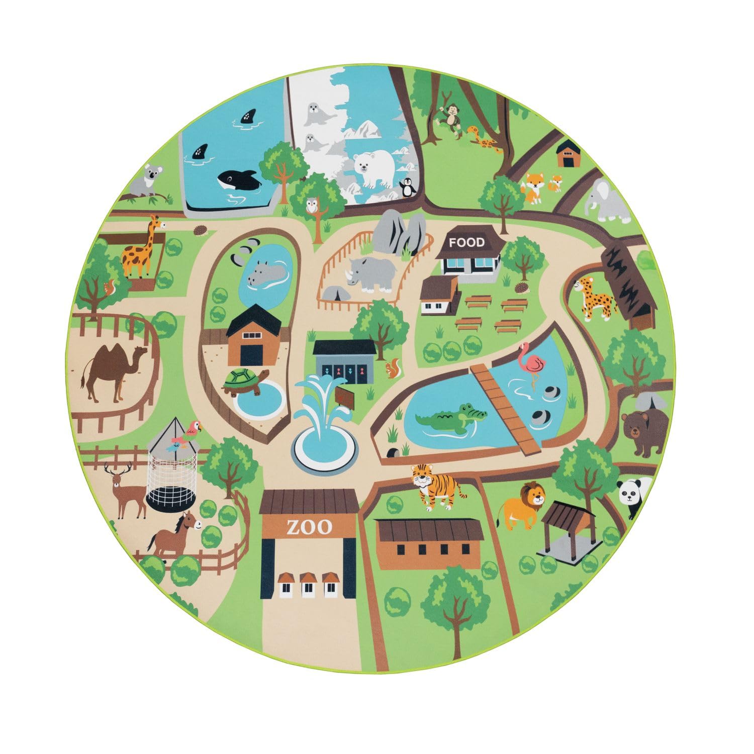 TT Home Kinder-Teppich, Spiel-Teppich Für Kinderzimmer, Zoo Mit Tiger, Bär, Bunt, Größe:240x340 cm