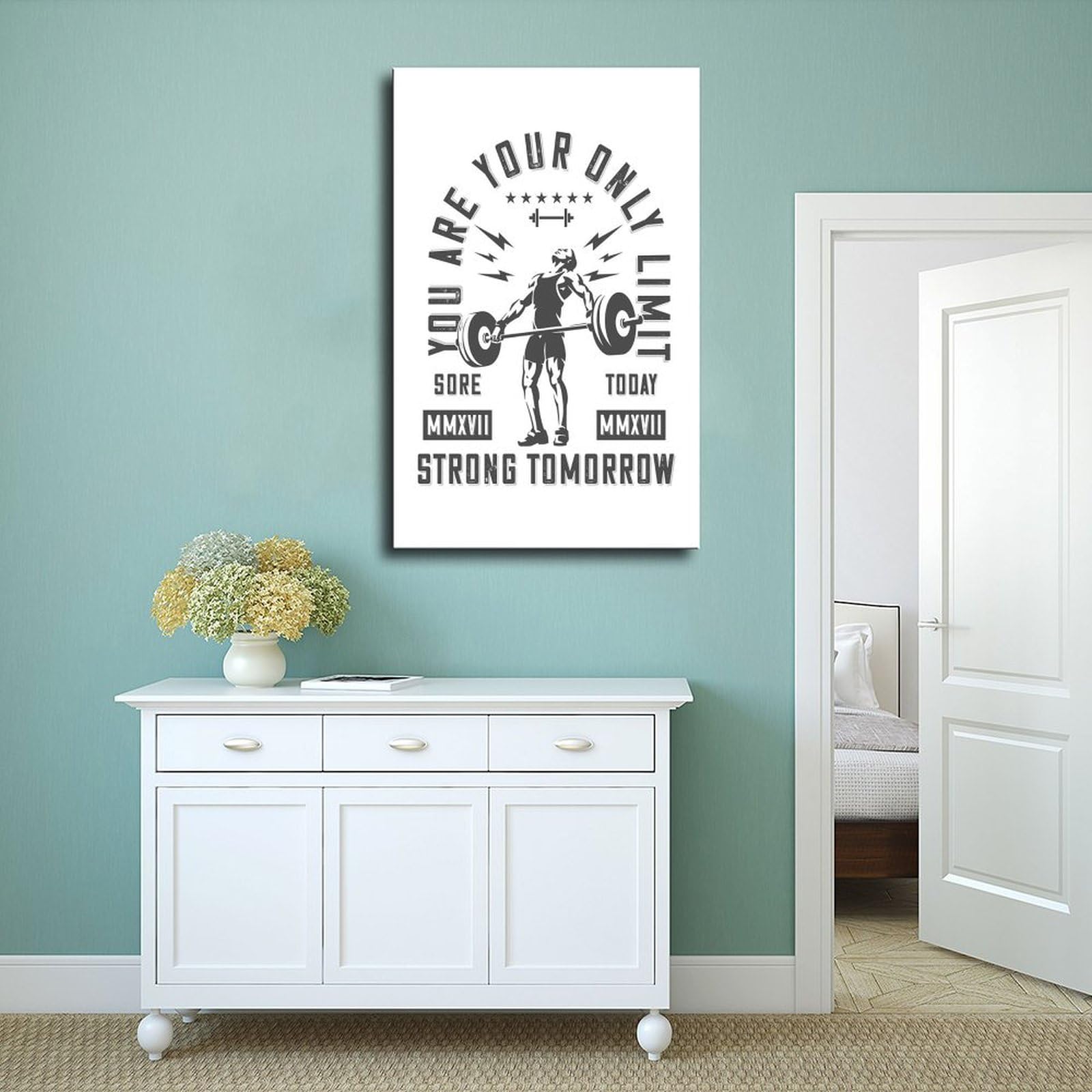 Póster motivacional con texto en inglés "You Are Your Only Limit" con cita moderna de ejercicio físico para decoración de gimnasio, hogar, estudio, oficina, 60 x 90 cm