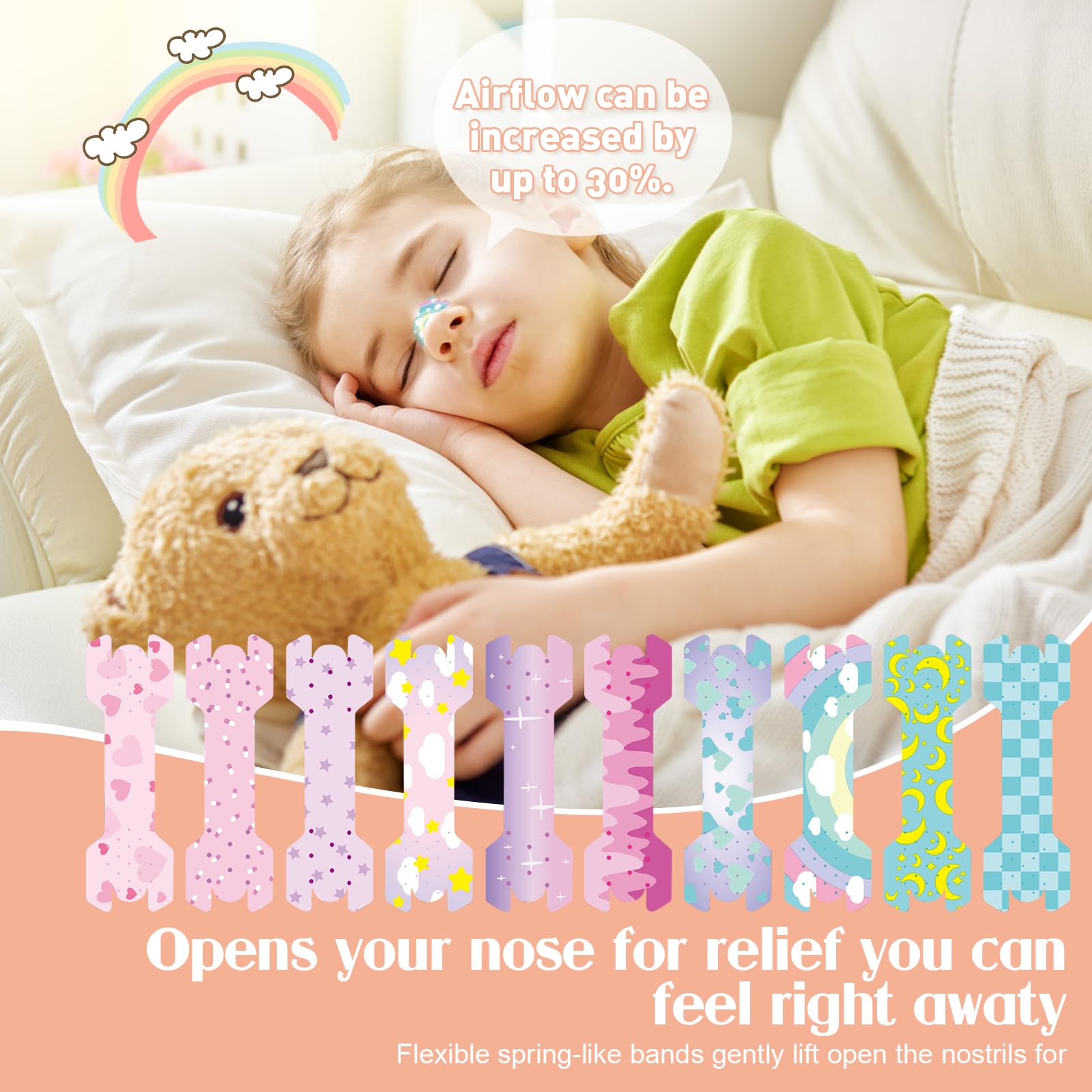Parches nasales, 30 tiras respiratorias para niños, tiras nasales para ronquidos, tiras nasales para respirar, tiras nasales para ronquidos, tiras nasales para dormir