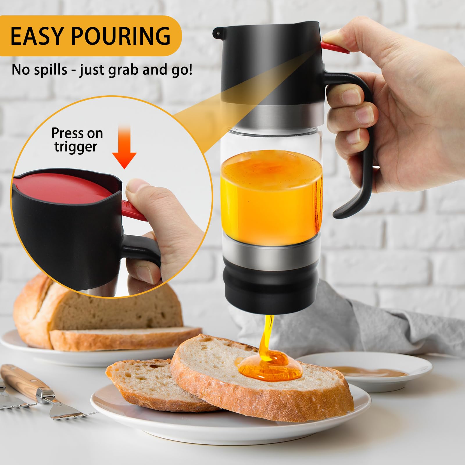Doseur Miel Cuillère Distributeur De Miel En Verre 315ml - Design Anti-Goutte Avec Valve Silicone, Pot à Sirop Élégant Pot Miel Anti-goutte 315ml Doseur Miel Cuillère Distributeur De Miel En Verre 315ml - Design Anti-Goutte Avec Valve Silicone, Pot à Sirop Élégant Pot Miel Anti-goutte 315ml