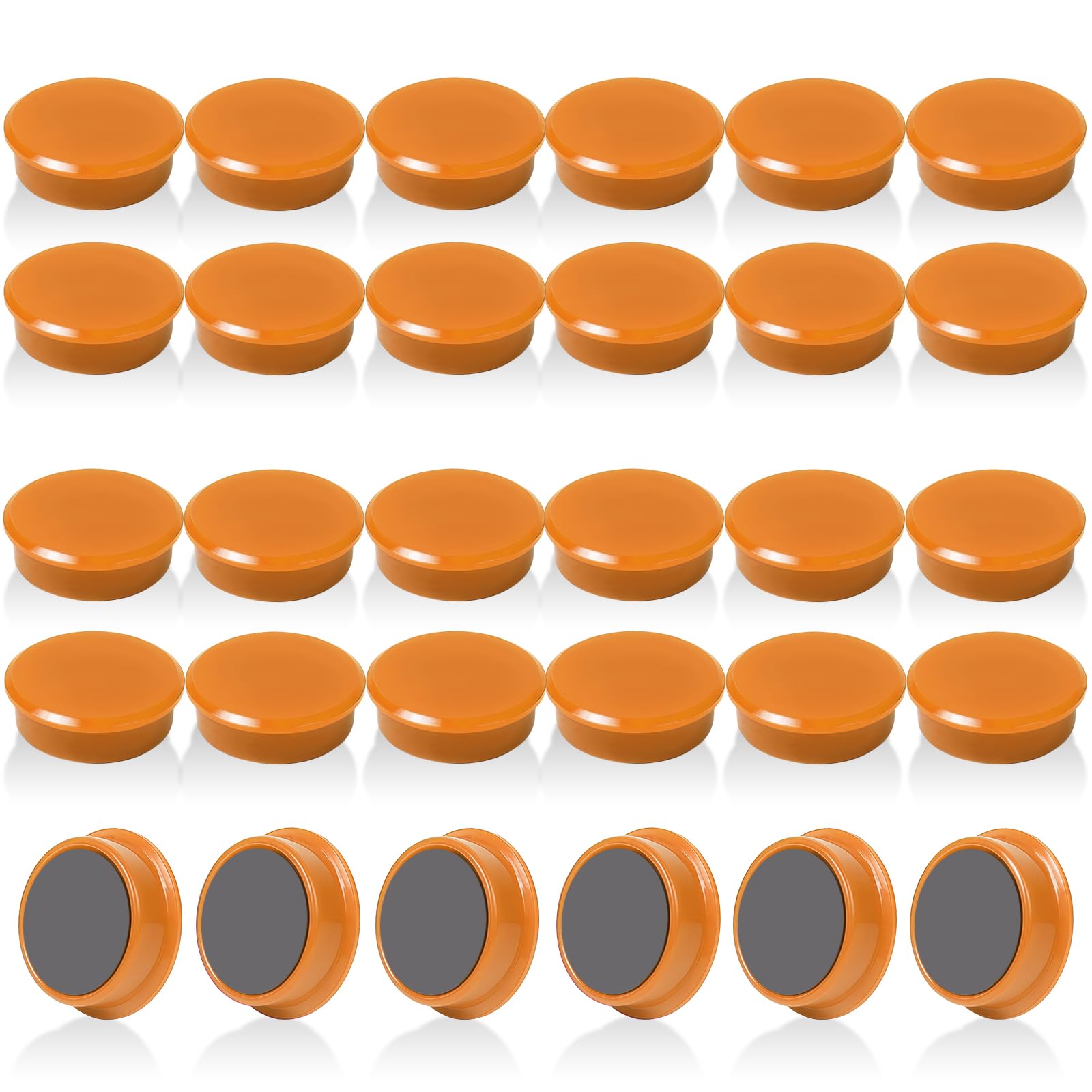 QOJOPU Fridge Magnets, 30PCS Strong Magnet - Orange Round Decorative Mini Magnets Heavy Duty for Crafts, Notice Board - Small Cute Whiteboard Magnets or Adults, Office,School,Classroom - Magnetic Dots