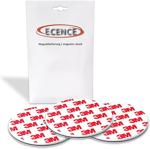 ECENCE 3pcs Magnetic Smoke Detector Mount Magnetic Adhesive Pads for Smoke Alarms Ø 70mm - Fast & Safe Mounting - No Drilling Or Screws - Fire Protection - Installation Tool with Hole