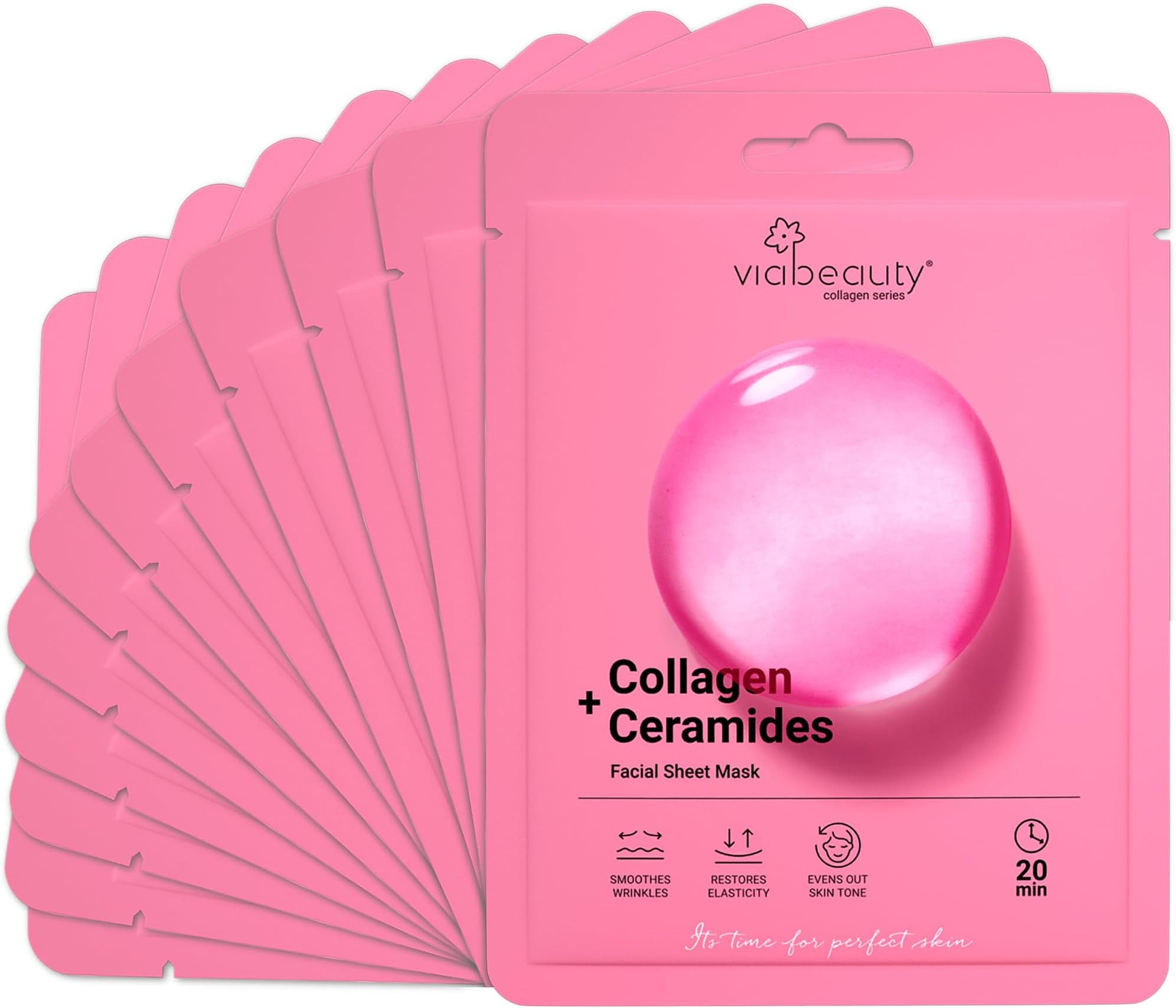 12 Pack of Collagen Face Mask with Ceramides - Rejuvenating Facial Sheet Mask, Reduce Wrinkles & Fine Lines - Face Masks Skincare Moisturizing Collagen Mask for All Skin Types