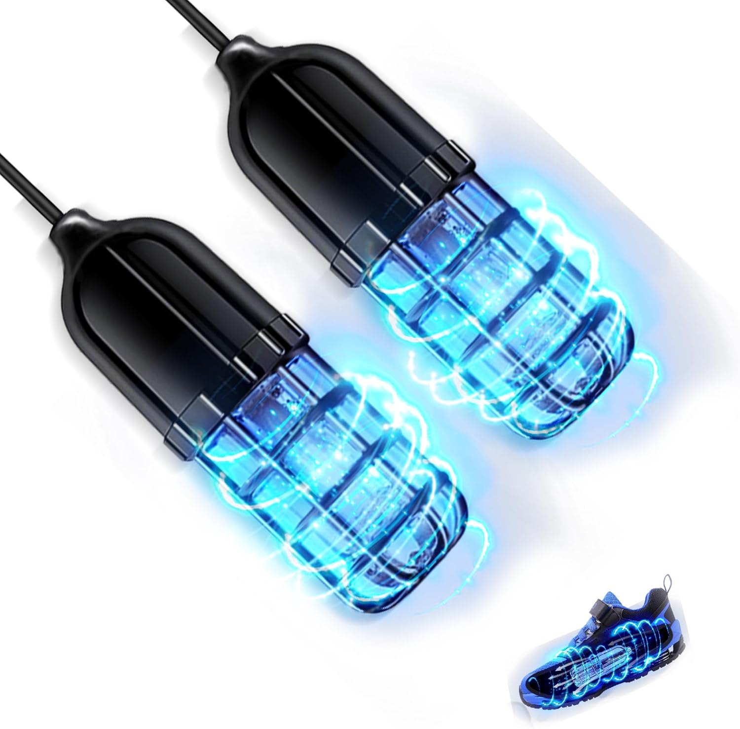 Ultraviolet Shoe Deodorizer,UV Light Sneaker Cleaner,Smart Timing UV Footwear Odor Elimination,360°Ultraviolet Bulb Design, Applicable to All Shoes and Boots 6W （Black）