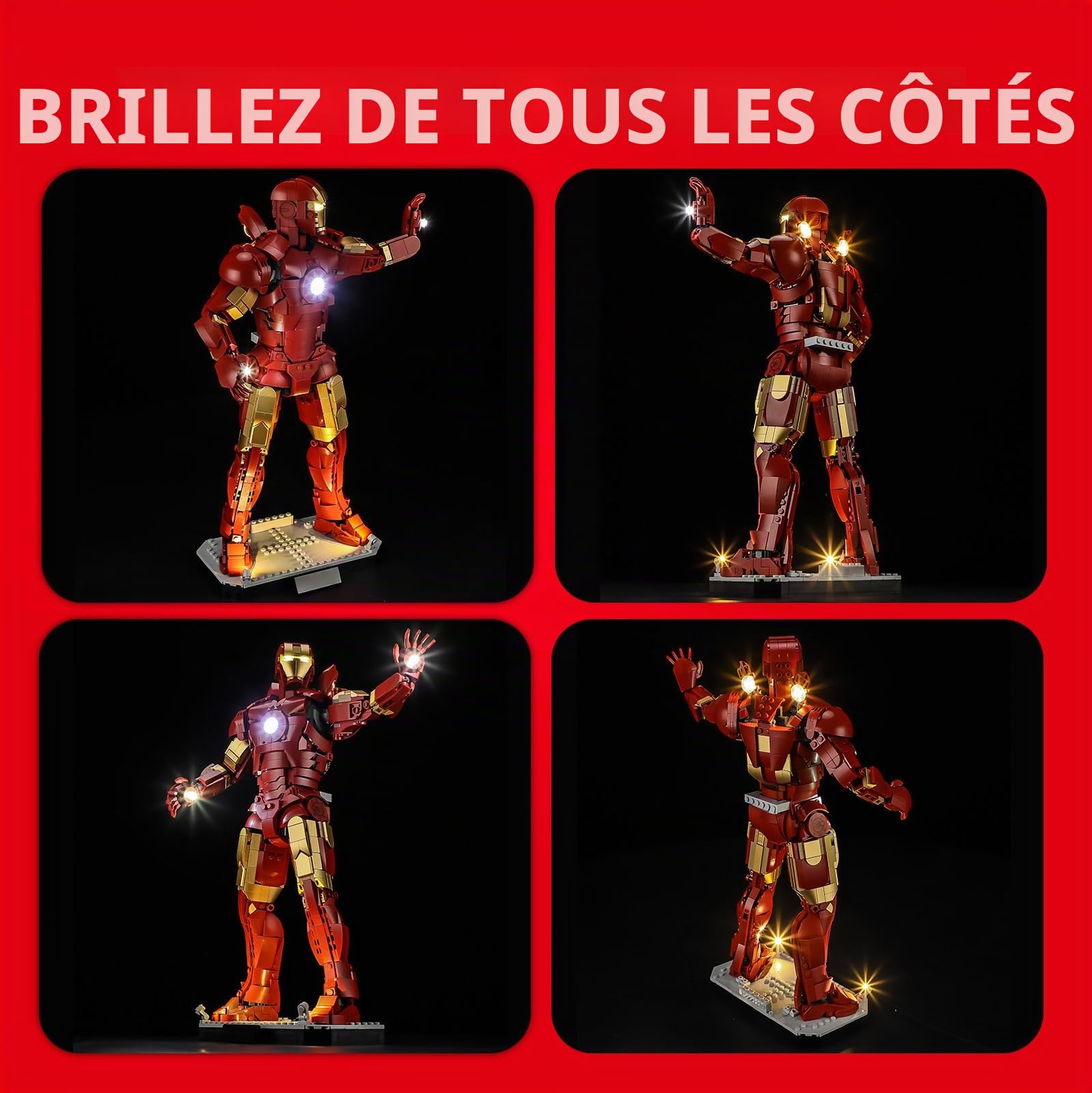 BRIKSMAX Éclairage LED pour l'architecture Lego Iron Man Mark 3 Édition de collection 76344, kit de lumière compatible pour blocs de construction, sans kit Lego, lumière décorative de qualité
