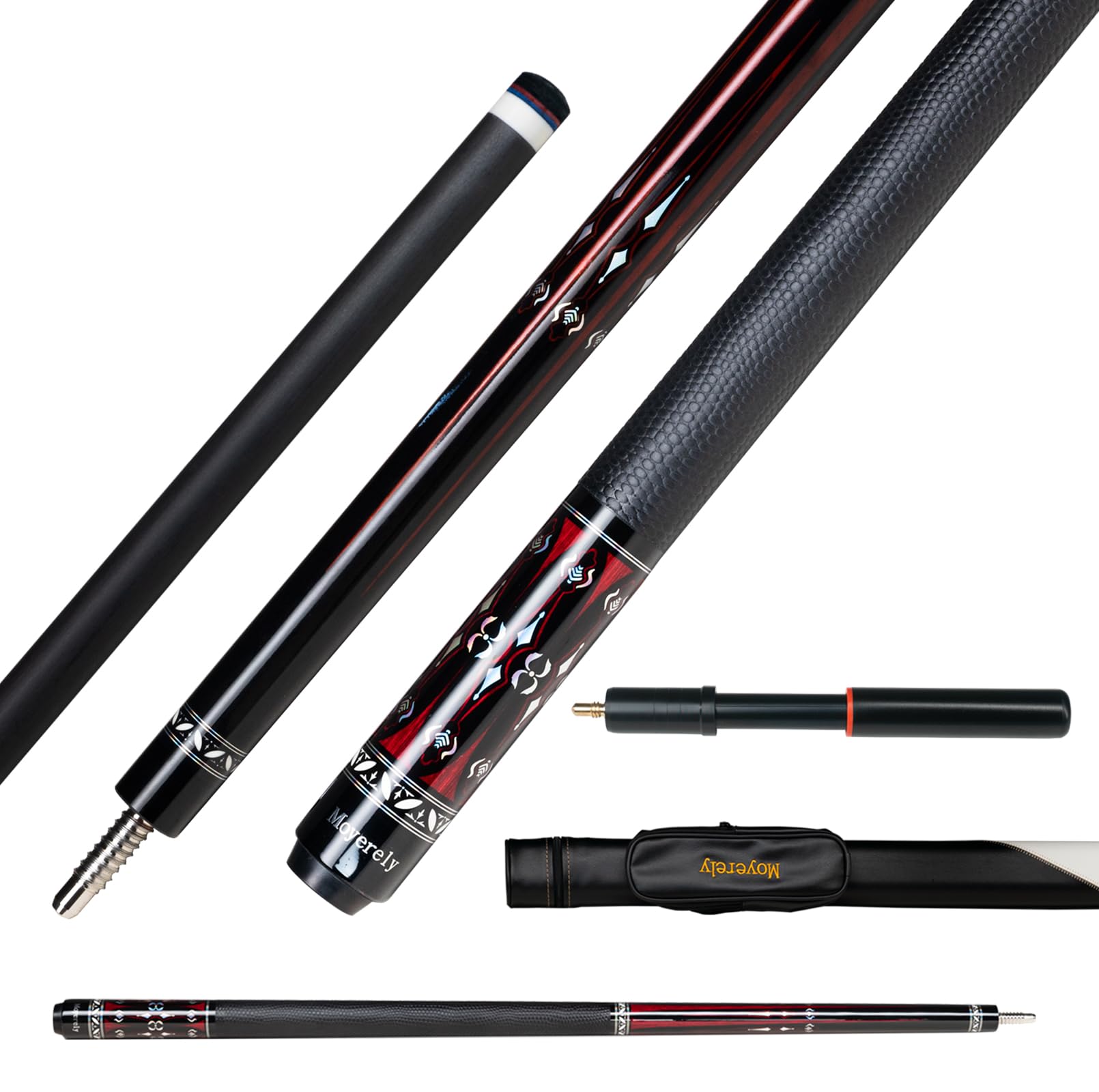 Moyerely Carbon Fiber Pool Cue,11.8mm/12.5mm Low Deflection Cue Stick,Professional Pool Stick with Case