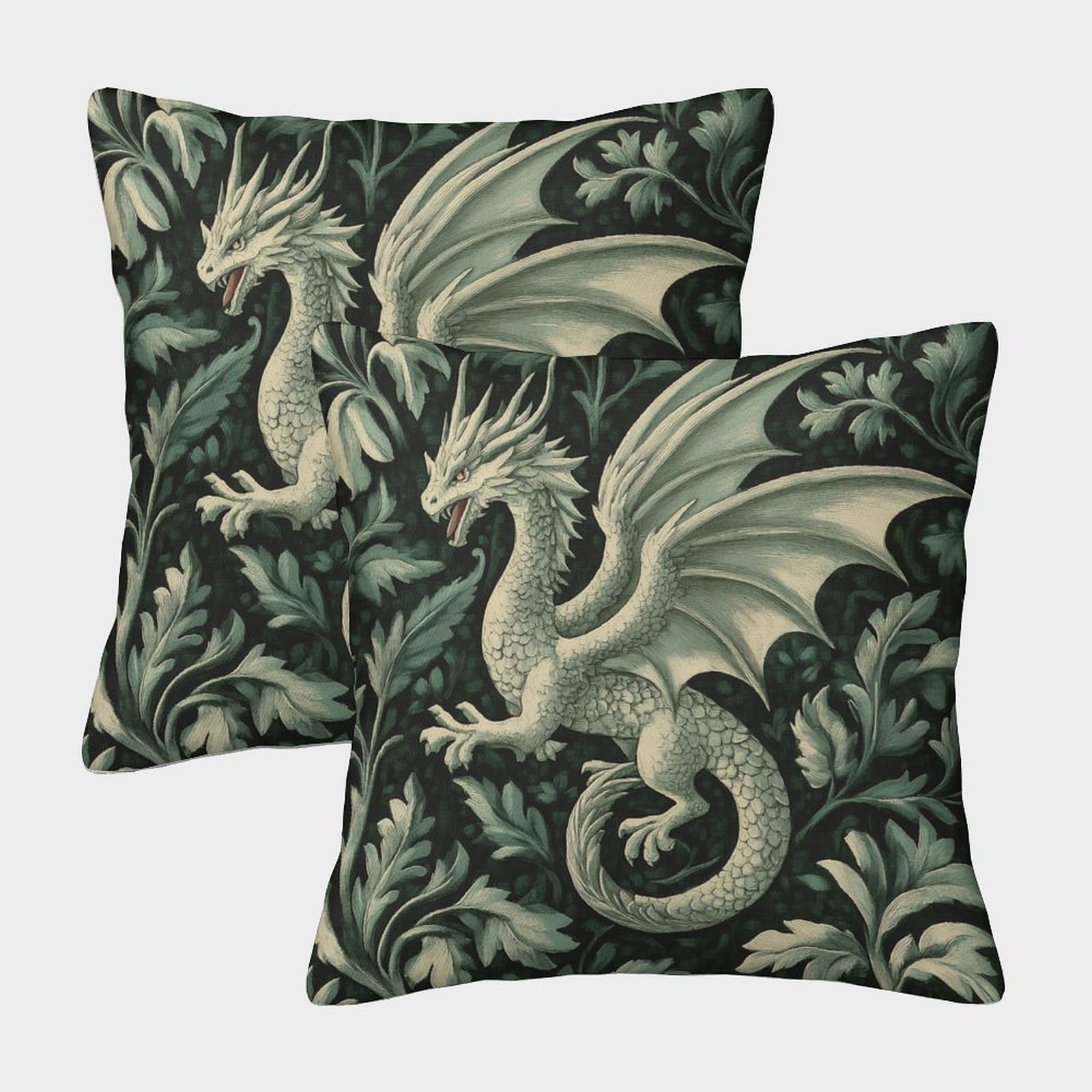 kaiyun 2 Pack 3D Dark Green Vines,Gray Flying Dragon Cushion 3D Soft Touch Pillowcase,sofa Chair Home Furnishings 50x50cm