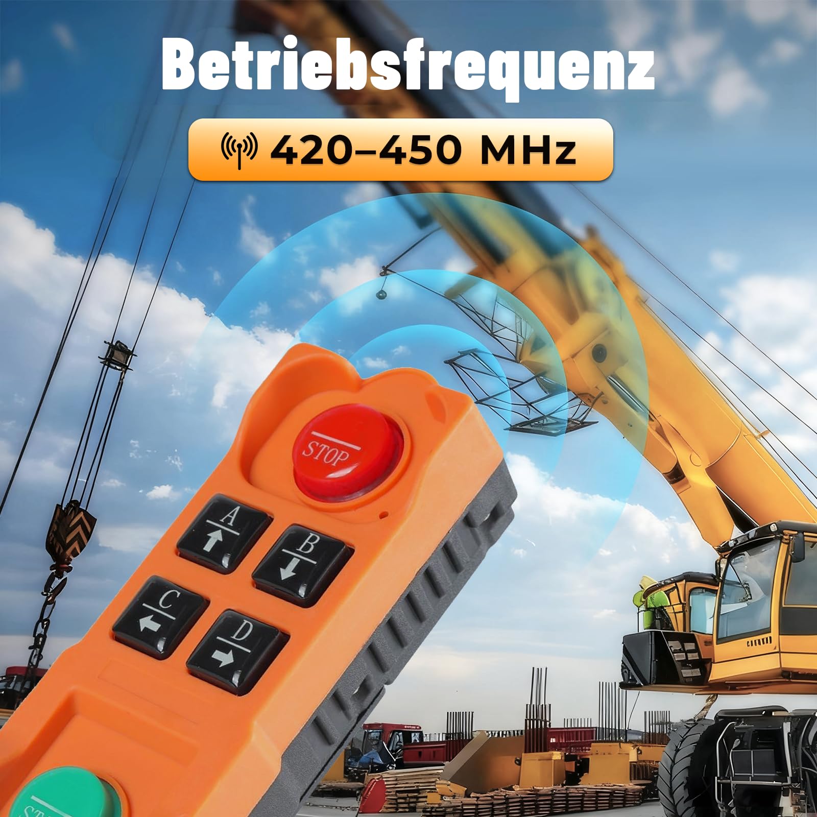 Control Remoto inalámbrico Industrial, CA 220 V 4 Canales 100m grúa Control Remoto con 1 transmisor y 1 Receptor, para grúas industriales eléctricas, grúas Puente y Bombas de hormigón