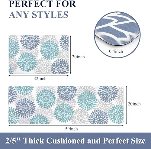 Miniatura 155 de HEBE Kitchen Mat 20"x71" Anti Fatigue Floor Mat Runner Non Slip Kitchen Mats for Floor Waterproof Kitchen Rugs and Mats Ergonomic Cushioned Comfort