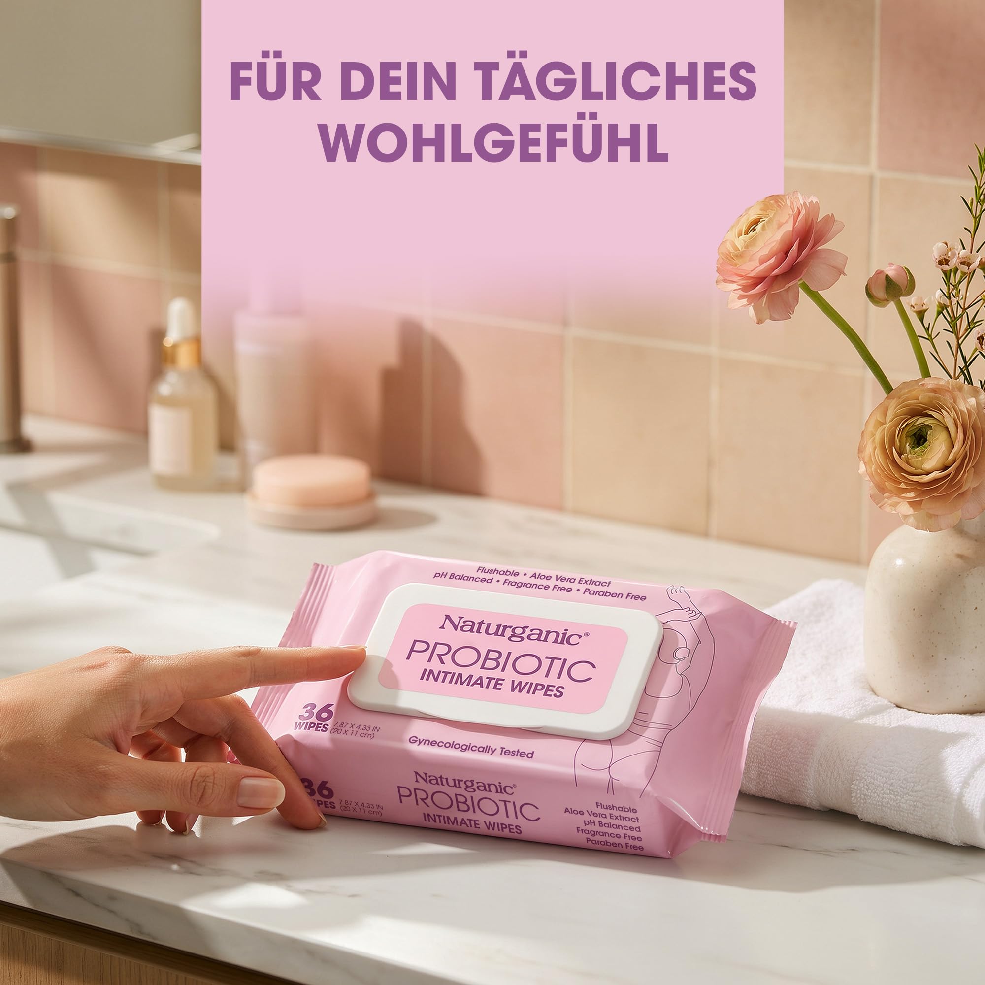 Probiotische Intimpflege-Tücher Sensitive Großpackung (20er Pack x 36 Stück) – Gynäkologisch getestet & pH-hautneutral – Mit Lactobacillus-Ferment & Aloe Vera Parfümfrei & Spülbar