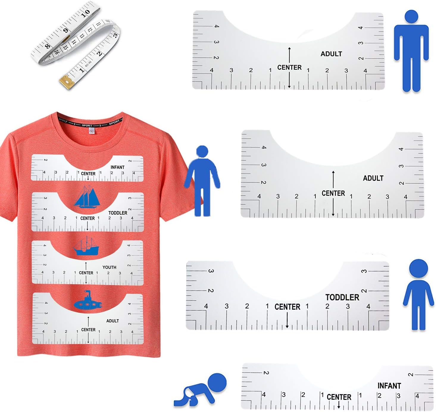 Kit Couture T-shirt : 8 Gabarits De Col + 1 Règle De Coupe + 40 Épingles à Perles - DIY, Personnalisation, Cols V & Ronds