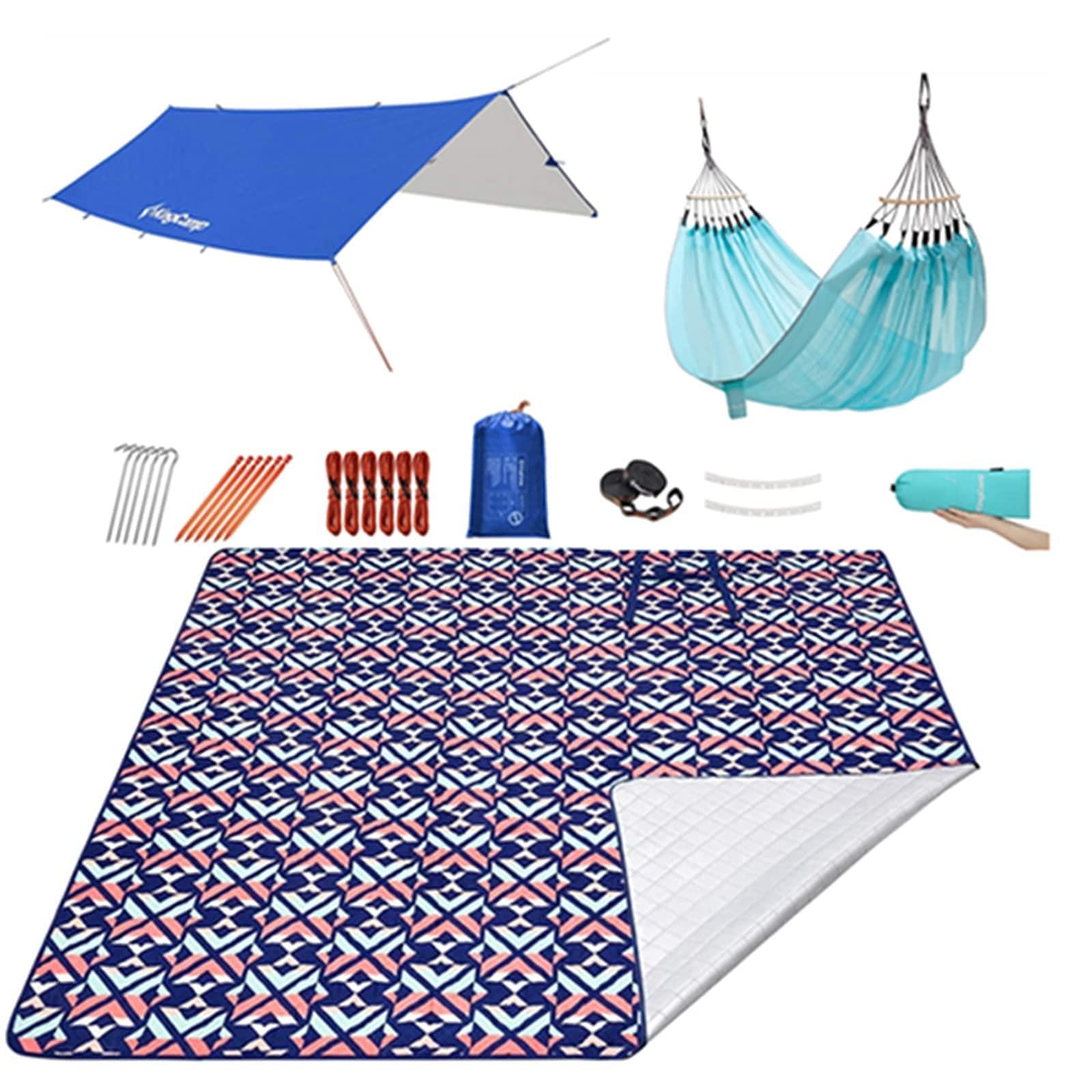 KingCamp Product Image Extra Large Outdoor Picnic Blanket Waterproof SandProof Picnic Blanket Ice Silk Hammock Camping Double&Single Portable Hammock Lightweight Rain Fly