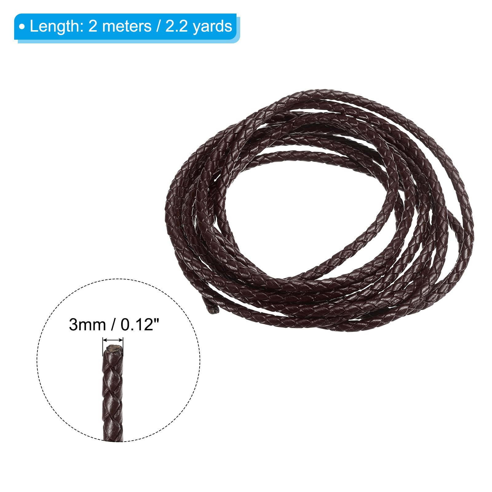 PATIKIL Round Braided Leather Cord - Image 2