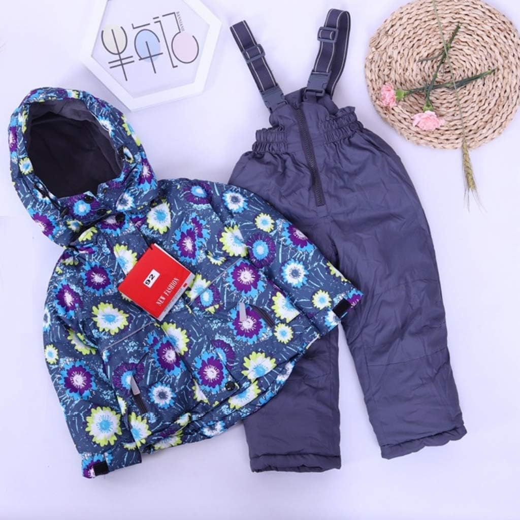 Tongina Kid Girls Boys Ski Suit Snow Suit Snowboard Waterproof Jacket Coat Bib Pants - Blue, 92 : Clothing, Shoes & Jewelry