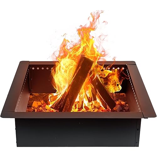 42 inch Square Fire Pit Ring, Heavy Duty Firepit Ring, DIY Campfire Insert Above or In-Ground, for Outdoor, Camping, and Bonfires