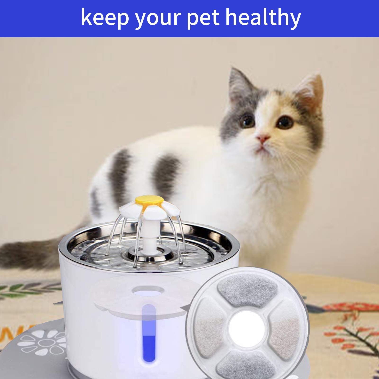 Filtros de repuesto para fuente de agua para mascotas, filtros de carbón activado para gatos y perros, dispensador automático de agua (paquete de 8)