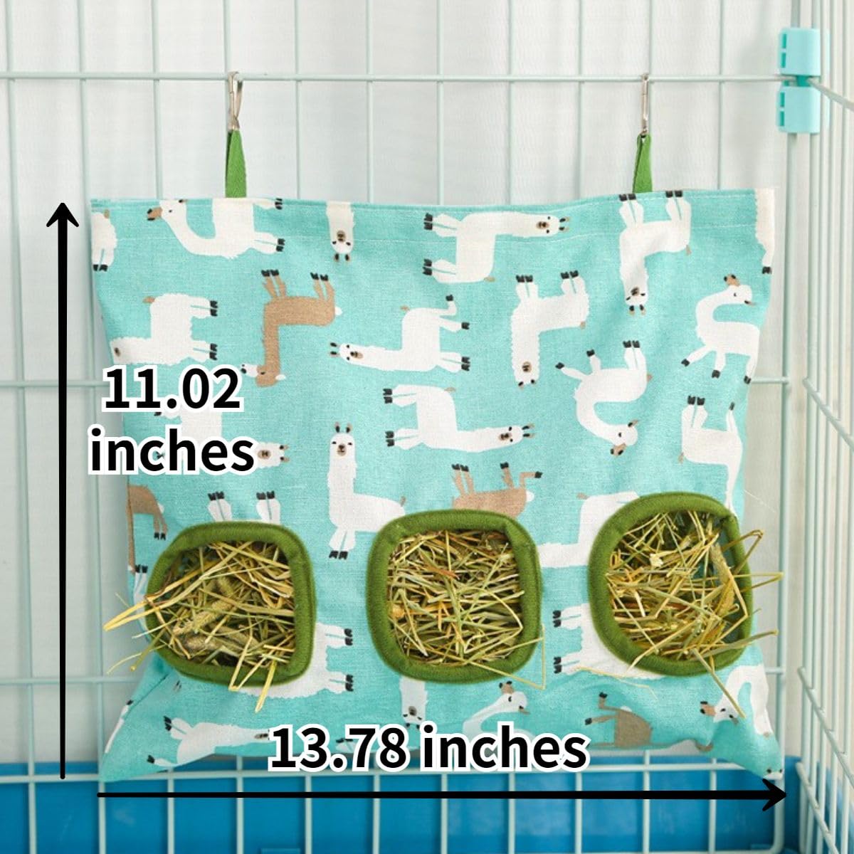Rabbit Hay Feeder, Bunny Hay Bag for Rabbits,Rabbit Feeder Fabric Bag Feeder Storage Bag,Large Capacity Cotton Canvas Fabric Hanging Hay Feeder Bag for Small Animal,Hay Guinea Pig (White,M) - image 2