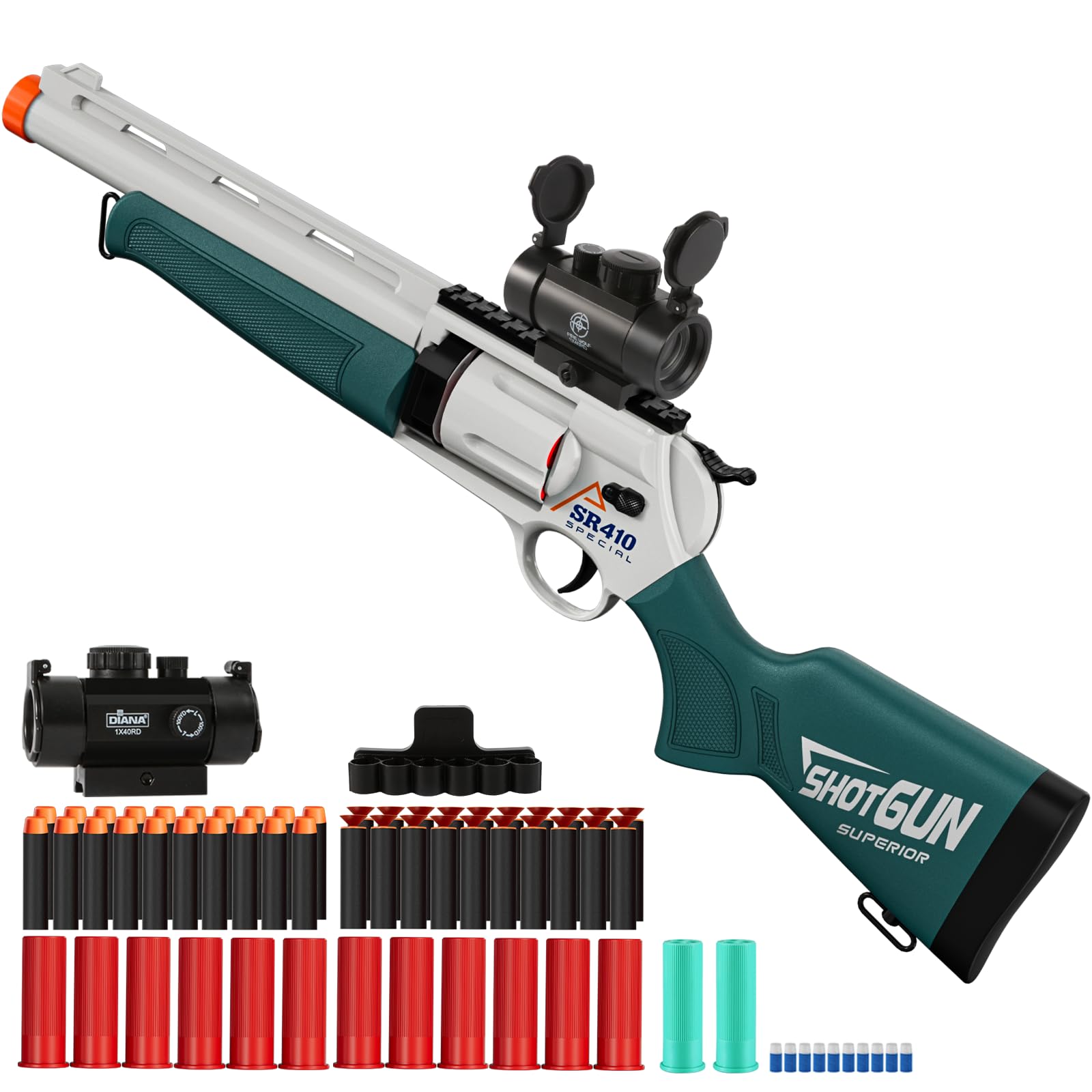 Toy Guns for Boys, Large Revolver Foam Blaster, Soft Bullet Shotgun Children Outdoor CS Soft Bullet Toy Rifle,Birthday Xmas Gift for Kids Age 8+(Greener)