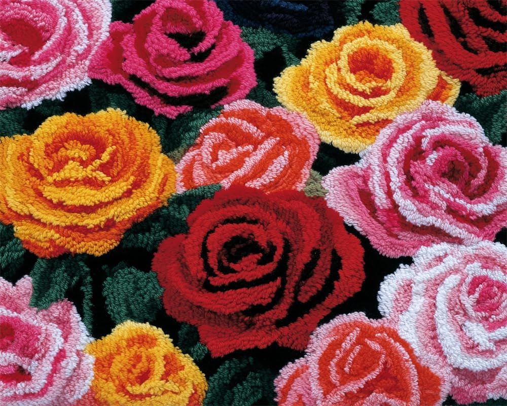 FWRTYCB Latch Hook Rug Kits, sea of Roses