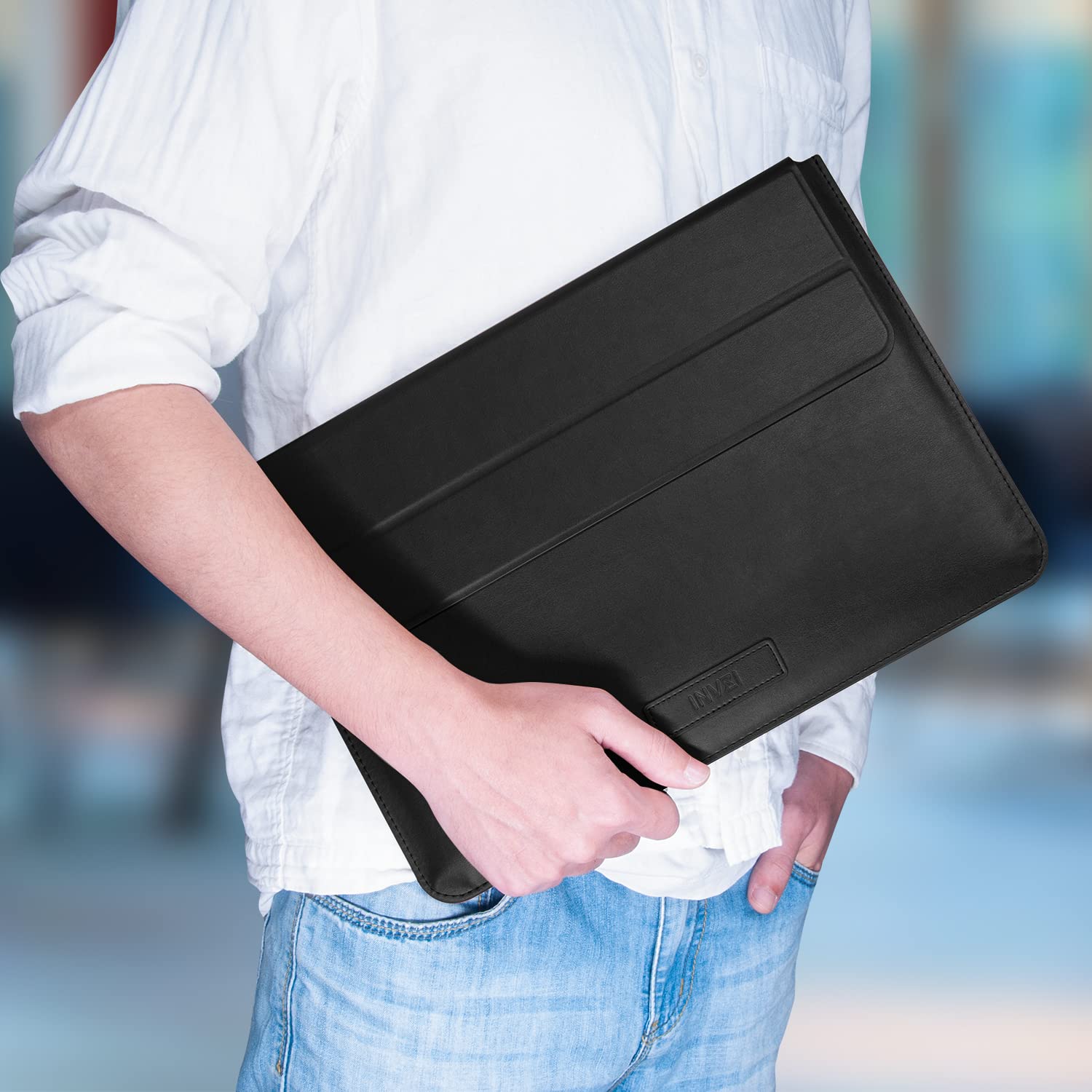 INVZI Funda para MacBook, bolsa de piel vegana compatible con MacBook