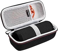 Vista 15 de LTGEM - Funda compatible con JBL Flip 7/5/6/Grip Altavoz Bluetooth portátil impermeable, portátil, bolsa de almacenamiento de viaje, negro y rojo