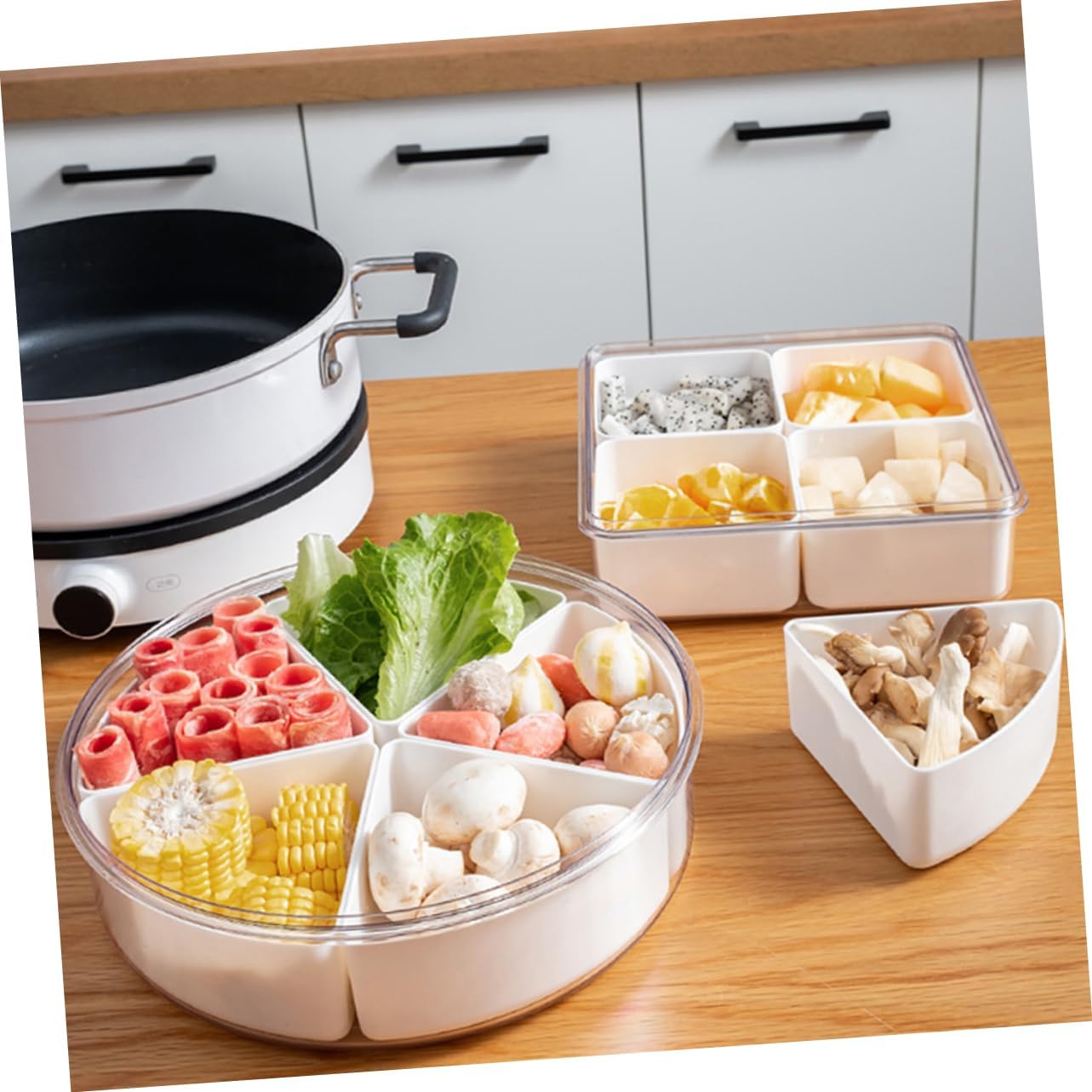 Garneck Compartment Dried Fruit Container Lid Snack Box for Fruits and Candy Storage Deform and Break Resistant Design for Kitchen and Parties