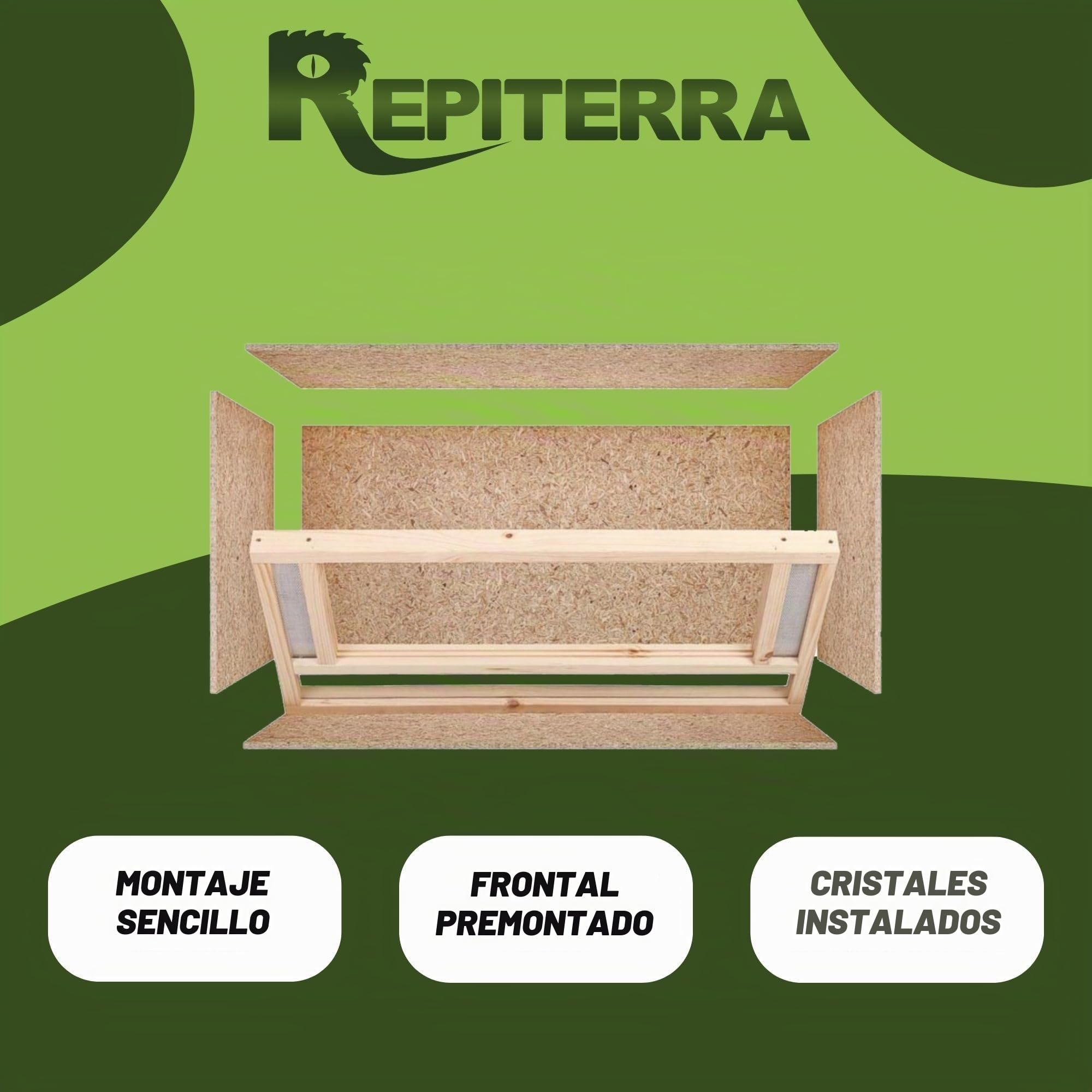 Terrario Madera: Ventilación Frontal para Serpientes y Lagartos - 100 x 60 x 60 cm - OSB