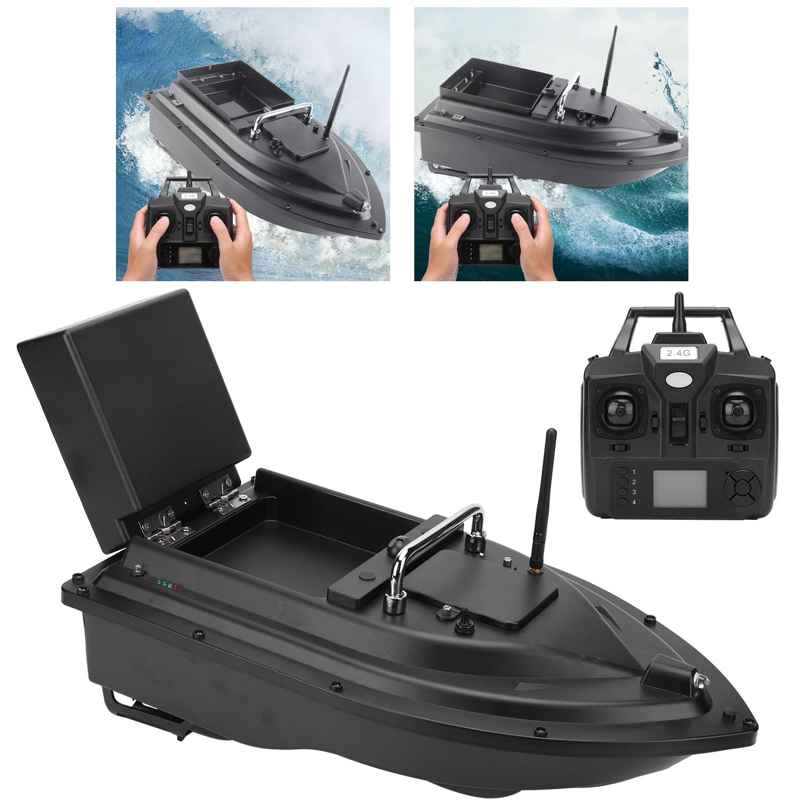 Gonetre GPS 500 m Ferngesteuertes Fischerboot, RC Boot, Ferngesteuertes Boot, 100-240V ABS-Nistboot, Ferngesteuerter Angelköder, Ferngesteuert, Futterboot, Angelzubehör (EU -Stecker)