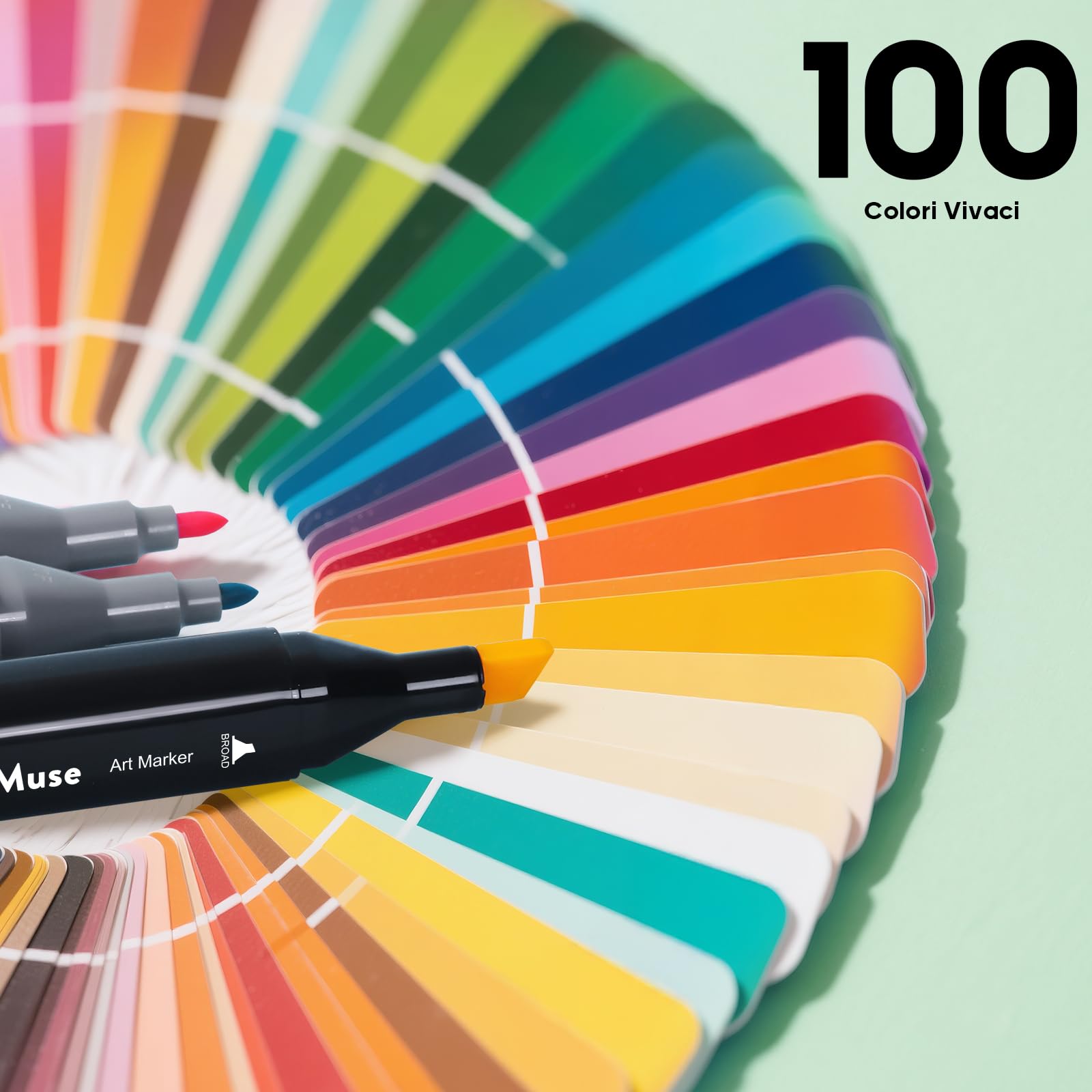 MarkMuse Marcatore 100 Colori, Pennarelli Doppia Punta 2S Asciugatura Rapida, Marker Pennarelli Professionali con Base e Borsa per Adulto Sketch, Colorare, Illustrazioni, Disegnare, Anime