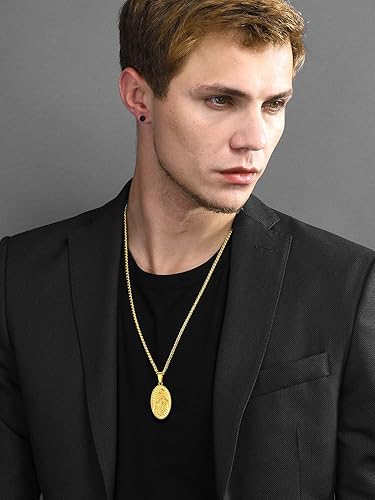 Miniatura 9 de U7 Mens Armor of God Necklace StainlessBlackGold Plated Bible Verse Inscripted Inspirational Shield Pendant Faith Cross Necklaces with 22 Chain