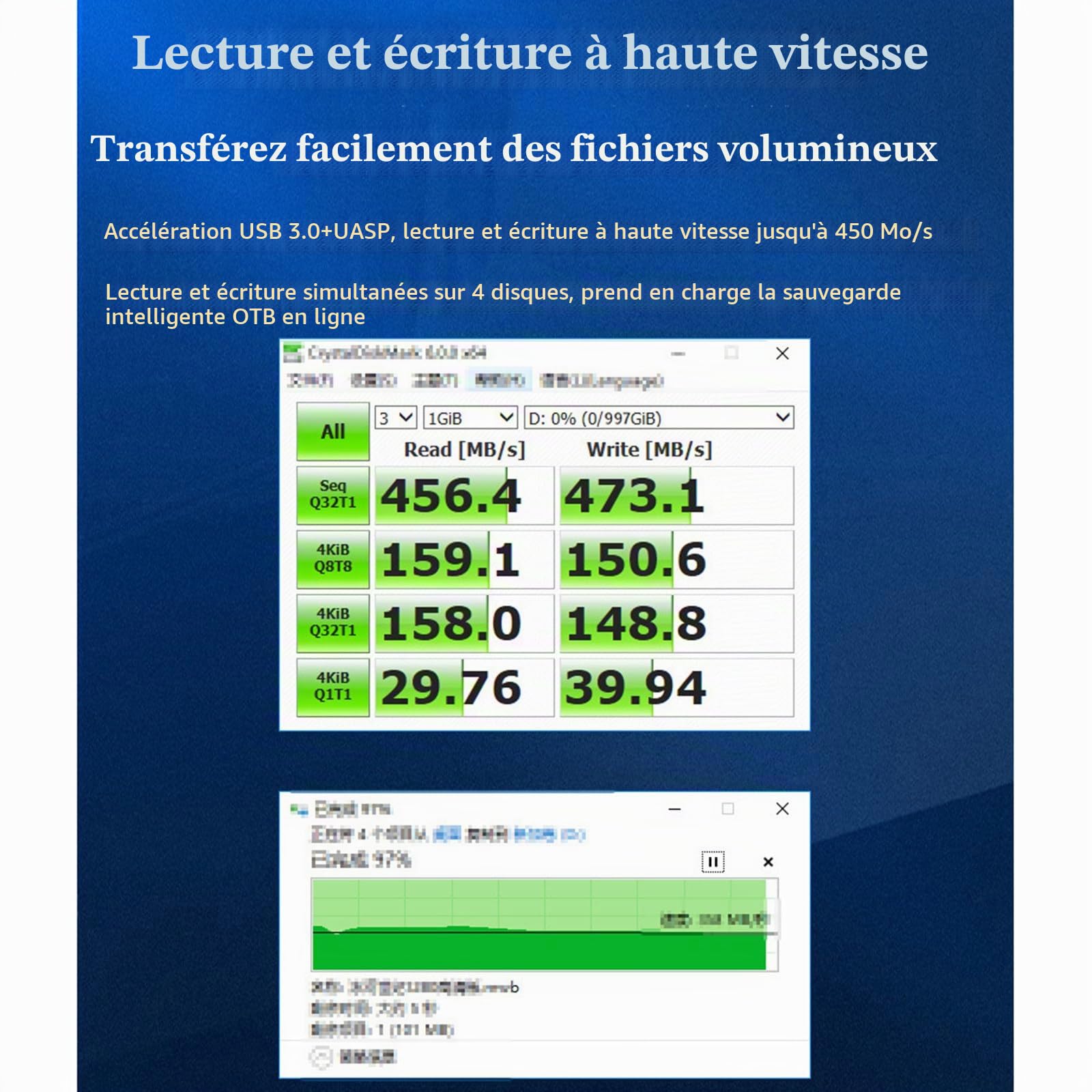 Boîtier de disque dur 4 baies Sata vers USB 3.0 externe multi-baies 2.5 et 3.5 pouces HDD SDD Station d'accueil boîtier de disque dur Multiplication