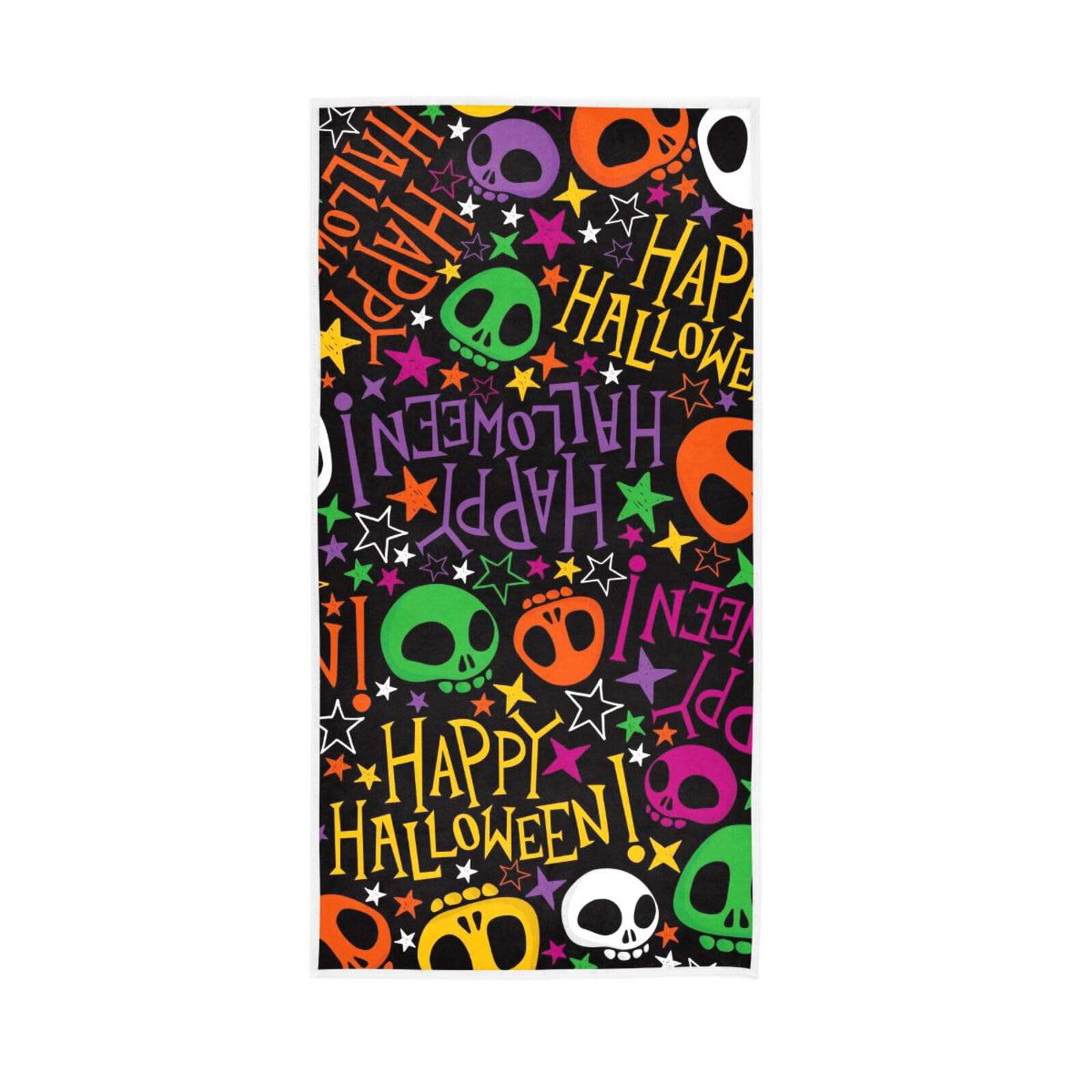 LSRCPD Colorful Halloween Skulls Hand Towels for Kitchen, 15 x 30 Inches, Spa Towels for Bathroom Hand Towels for Gym