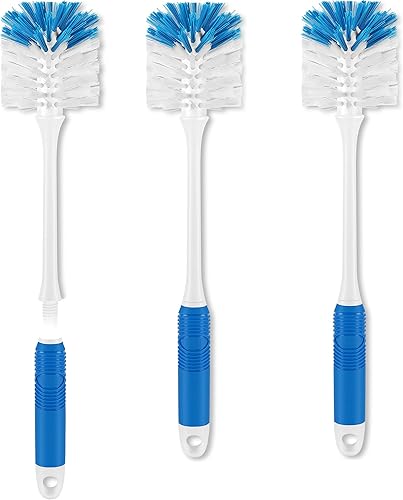 Cepillo de botella de mango largo, limpiador de cepillo para botellas con cerdas de doble función para botellas de agua, cristalería, tazas, termos,