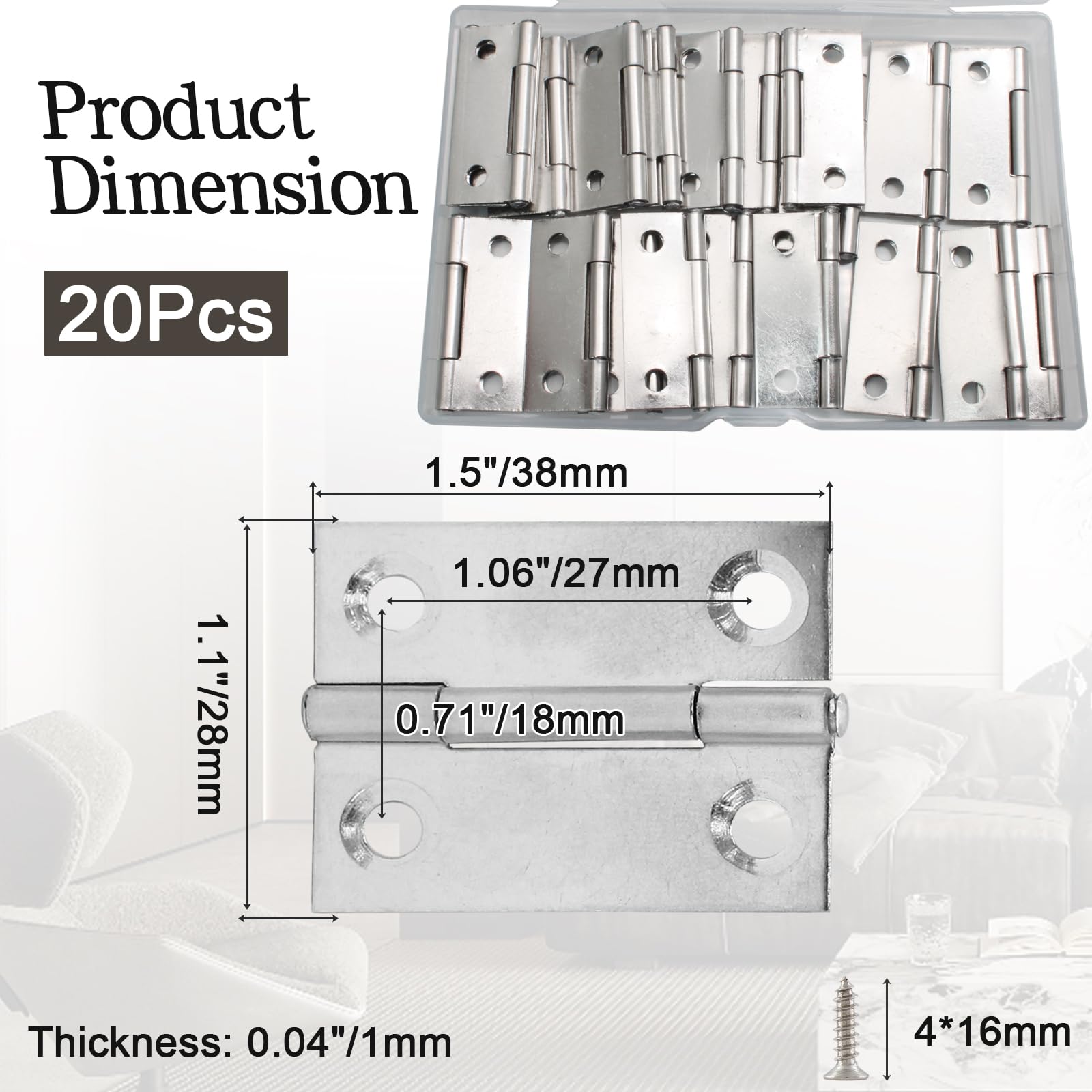 Luomorgo 1.5 Inch Mini Hinges, Stainless Steel Butt Hinges, -3 Luomorgo 1.5 Inch Mini Hinges, Stainless Steel Butt Hinges, -3
