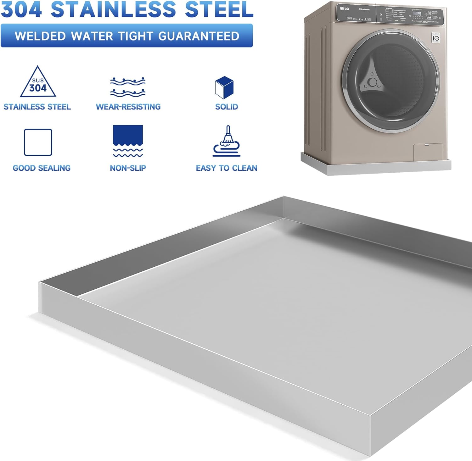 27" x 25" Stainless Steel Washer and Dryer Drain Pan