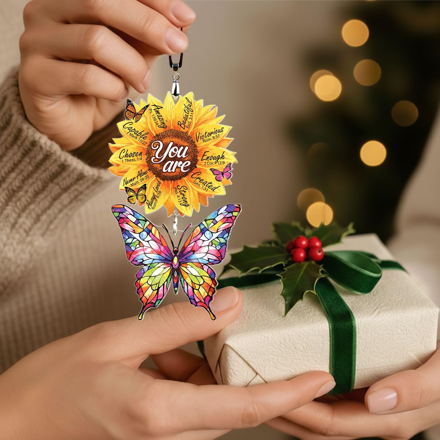 Christian Gifts for Women Birthday, Butterfly Inspirational Gift for Friends, Mom, Sister, Girl, Female Coworker, Christian, God Says You are Sunflower Gifts for Women, Religious Desk Decor