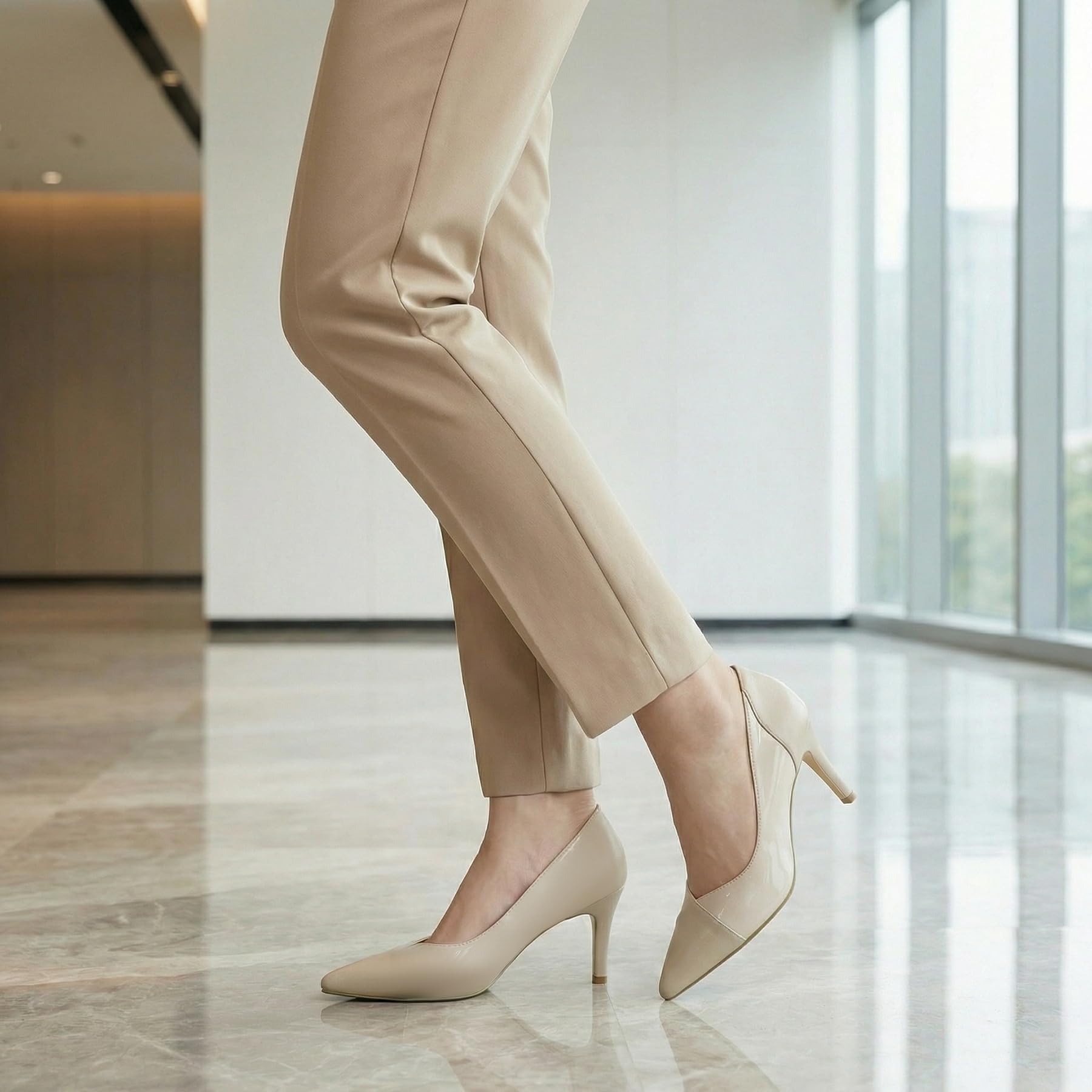 YYNUDA Damen Pumps Elegante High Heels PU-Leder & Lackleder-Akzente Hochhaltschuh Spitz Zehen Kleid Schuhe Farbblock-Design Bequem Beruf Alltag Partei Hochzeit