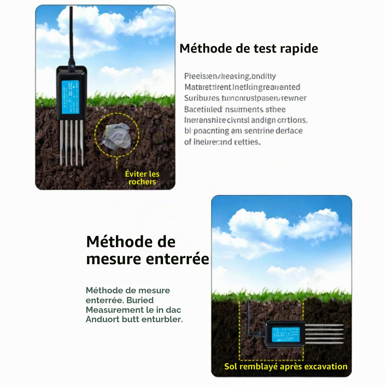 Testeur De Sol, Analyseur De Sol Numérique USB, Testeur Npk (Azote, Phosphore, Potassium), PH, Humidité, Conductivité électrique (EC) pour Application Android, Test De Fertilité du Sol pour Jardin