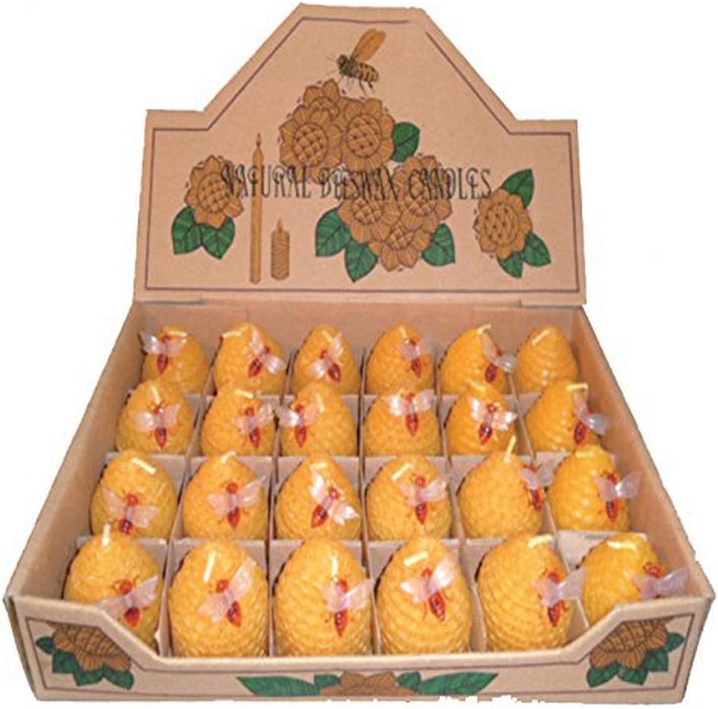 Green Pastures Wholesale Small Beehive Beeswax Yellow Candles, Set of 24 (BW01Y)